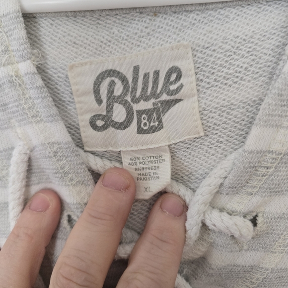 Blue 84 Gray and White Cowl Neck Sweater with Stripes - Picture 3 of 5